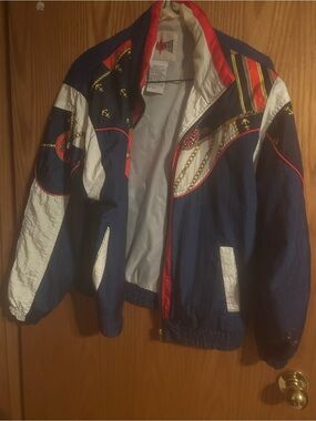 Vintage Navy, Red & White Ladies Windbreaker Jacket  by Active Frontier